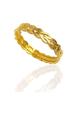 Altın Örgü Model Kelepçe Bilezik