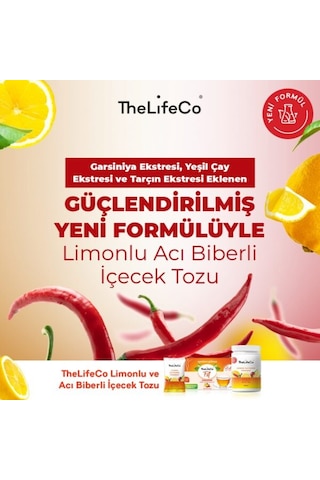 TheLifeCo Lemon Cayenne - Limonlu Acı Biberli İçecek Tozu 5 G x 7 Adet Saşe