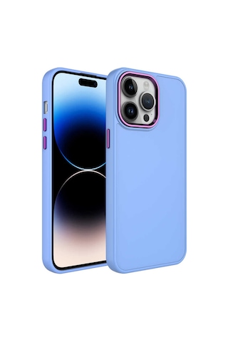 Apple Uyumlu iPhone 13 Pro Max Uyumlu Metal Çerçeve Ve Buton Tasarımlı Silikon Zore Luna Kılıf-lila Lila -