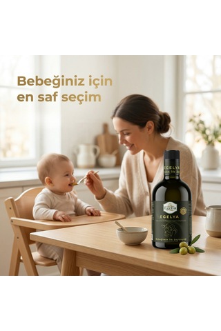Egelya Bebek Zeytinyağı 500 Ml 0,2 Asit, Ödüllü, Natürel Sızma Ek Gıdaya Geçişe Uygun, Bebek Masaj Yağı
