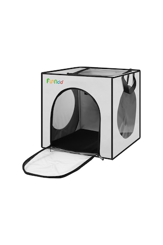 Funadd Pet Banyo Kurutma Kutusu Taşınabilir Katlanır Kurutma Kafesi, 5kg'a Kadar Evcil Hayvanlar İçin Uygun Gri