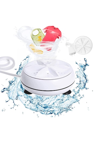 Sunup Taşınabilir Mini Ultrasonik Usb Yıkama Makinesi Seyahat -kamp -piknik -karavan -leke Çıkarıcı -bakteri Temizleyici- Mini Çamaşır Yıkama Cihazı Aparatı Beyaz