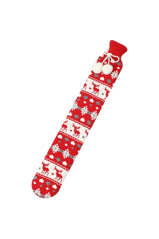 Xindoker Kışlık Güvenli Kauçuk Isı Su Bardağı 1l - Kırmızı Geyik Desenli Pamuklu Kapaklı Isıtıcı Torba Seti Diğer