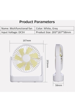 Didadodo 4 Kademeli Usb Fan - Sessiz, Taşınabilir Beyaz Ayarlanabilir Fan Beyaz Beyaz