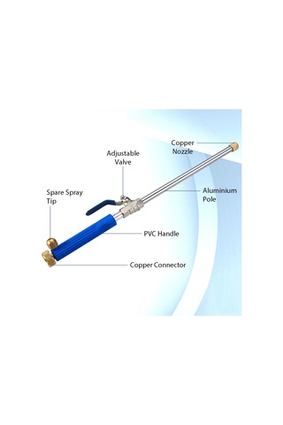 Xiyyadms Mavi Alüminyum Fırça Suyu Silgi, 2 Sprey Ucuyla Otomobil Bahçe Bahçe Yıkama, Yüksek Basınçlı Temizlik Aleti