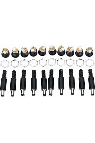 10 Set Dc Power Jak Dişi Adaptör Ucu Soket 2.5Mm Vidalı Somunlu