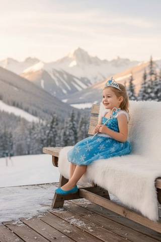 Parti Selesi Karlar Ülkesi Frozen Elsa Kostüm Mavi Ön Kısa Arka Uzun Elbise Kız Çocuk Kıyafet Mavi