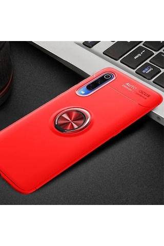 Xiaomi Mi 9 Se Kılıf Yüzüğü Stant Ve Araç Tutucu Olabilen Şık Esnek Premium Silikon Kapak Ryc/ravel Kirmizi