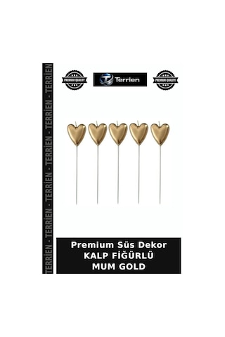 Premium Süs Dekor Kalp Fiğürlü Mum Gold