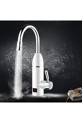 Tongxida Lavabo Musluğu İçin Elektrikli Led Ekran Anında Su Isıtıcı Kaplamalı Krom Renk -