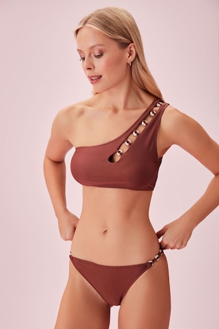Suwen Maya Tek Omuz Aksesuarlı Bralet Bikini Üst Sb25365019d019 Kahverengi