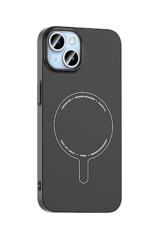 Maks Technology iPhone Uyumlu 14 Kılıf M-safe Şarj Özellikli Kamera Korumalı Mkst Elio Sert Pc Kapak - Siyah