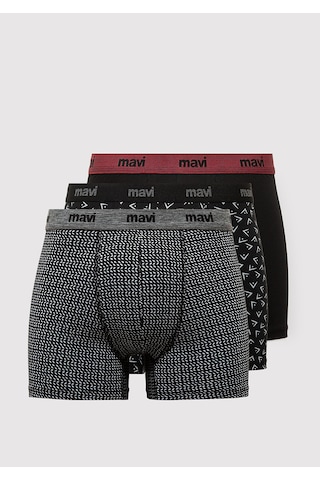 Mavi - 3lü Siyah Baskılı Boxer 0912225-900 Siyah