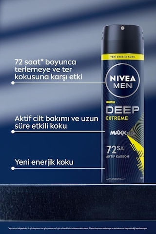 Nivea Men Deep Extreme Maxxtech 72 Saat Erkek Sprey Deodorant 150 ML