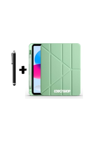 Apple İpad Air 4.nesil 10.9 2022 Kılıf Kalem Bölmeli Farklı Stand Arkası Yumuşak Silikon + Kalem Kapaklı Kılıf
