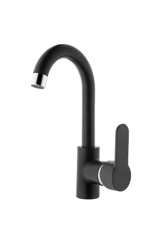 Gms Zirve Kuğu Lavabo Musluk Bataryası Krom - Siyah Zrv301-K
