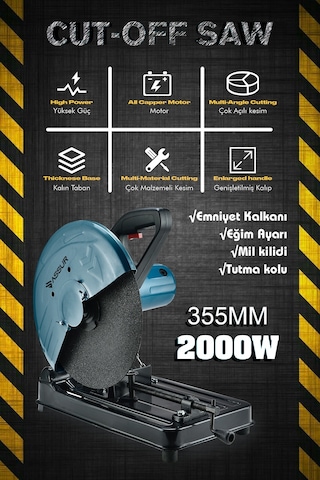 Assur ASR618 2000 W 355 MM Profil Metal Kesme Mavi
