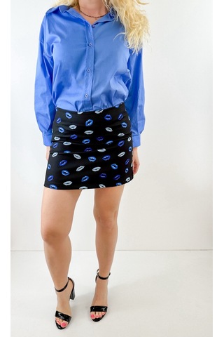 Modaonna Desenli Siyah Mini Etek Siyah