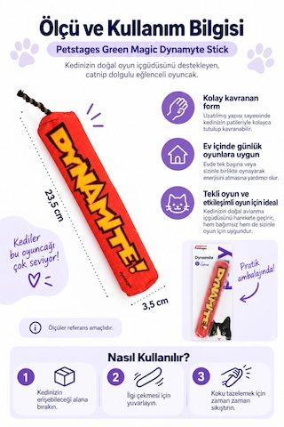 Petstages Magic Dinamit Şeklinde Catnip Li Kedi Çiğneme Oyuncağı