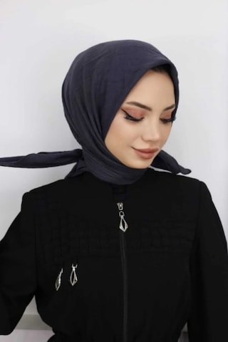 Melodi Scarf Kadın Tesettür Pratik Bambu Kraş Eşarp Antrasit Antrasit