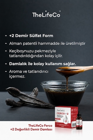 TheLifeCo Ferco +2 Değerlikli Demir Damlası 30 ML