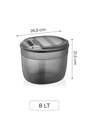4'lü Büyük Boy Kilit Kapaklı Un Bakliyat Saklama Kabı - Saklama Seti 8 Litre Gri