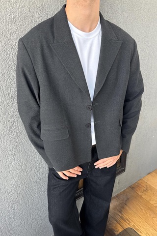 Flaw Crop Fit Blazer Ceket Antrasit-27991 Antrasit