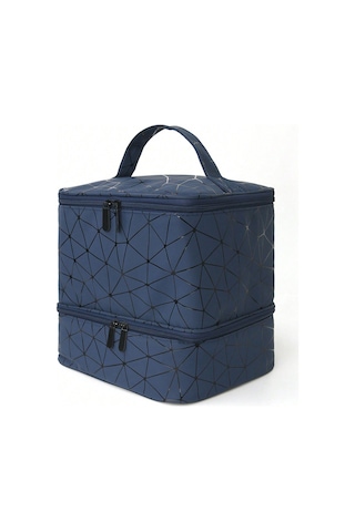 Reedark "çift Katmanlı Taşınabilir Tırnak Bakım Çantası - 30 Oje Şişesi Kapasiteli, Su Geçirmez Pu Kumaş" Mavi