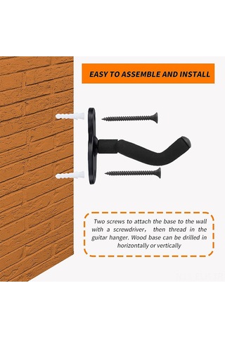 Xindoker 2'li Set Metal Gitar Askısı Mx0393d - Ukulele, Keman, Bas, Elektro Ve Klasik Gitar İçin + 5 Pena Siyah