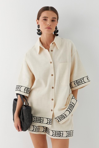 Şortlu Bambu Takım Bej Bej