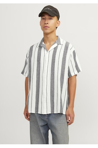Jack & Jones Erkek Rahat Kesim Çizgili Gömlek - Luke 12255235 Tap Shoe Kiremit