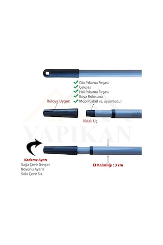 Teleskopik Metal Ayarlanabilir Sırık 6 Metre