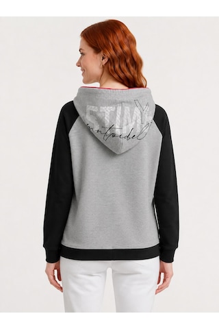 Neden Tekstil Kadın Kapüşonlu Siyah Gri Sweatshirt