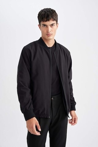 Defacto Su İtici  İnce Bomber Mont Ceket  Kolej Yaka Fermuarlı Cepli Mevsimlik Hafif D7447AX24AUBK27 Siyah