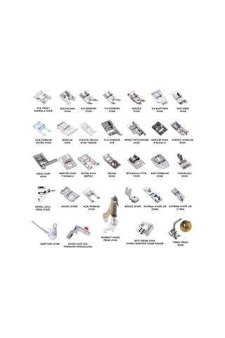 FDM GT-32 Ev Tipi Dikiş Makinesi Ayak Seti 32 Parça 5 mm Zigzag Uyumlu Singer Janome Brother Ev Tipi Makine Baskı Ayağı Seti