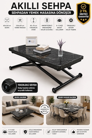 Home Üst Tabla Mdf Siyah Mermer Oval Köşe Alt Ayak Siyah