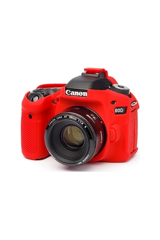 Easycover Canon 80D Silikon Kılıf Ecc80Dr (Kırmızı)