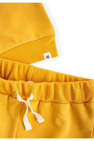 Cigit Basıc Karyoka Detaylı Sweatshirt Takım 3-8 Yaş Hardal Sarı Hardal Sarı