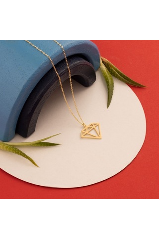 Dkmn Gümüş Elmas Şekilli Gümüş Kolye