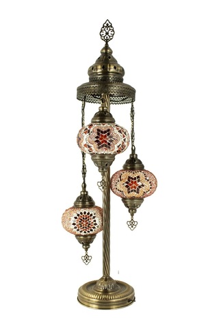 Retro 3'lü Mozaik Lambader, El Yapımı Mozaik Lamba, Osmanlı Aydınlatmaları, Türk El Sanatları Lambader