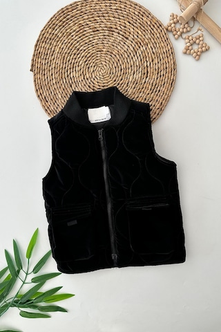 Miniğimin Cicileri Süet Şişme Unisex Çocuk Yelek - Siyah Siyah