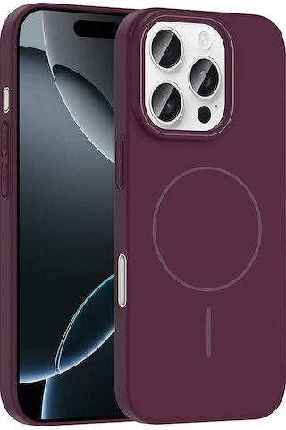 Apple iPhone 16 Pro Max Uyumlu Kılıf Magsafe Şarj Özellikli Zore Ruby Silikon Kapak - Mürdüm Şeffaf