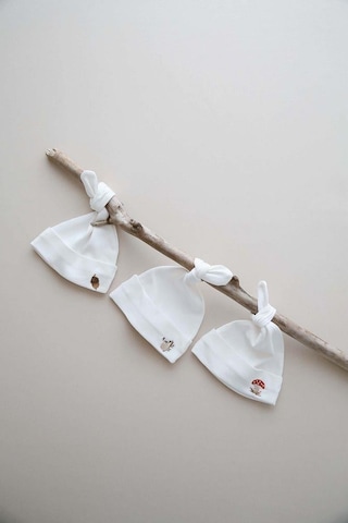 3lü Yenidoğan Nakışlı Şapka Model 1 Beyaz