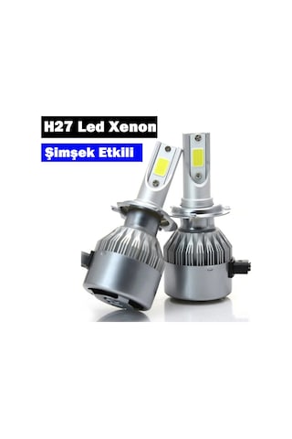 H27 Led Xenon Far Ampulü Beyaz Işık Şimşek Etkili C6 Kasa