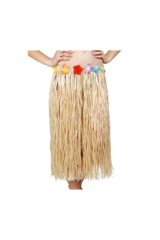 Hawaii Tarzı Hula Eteği 60 Cm Hasır Naturel Etek Bx40 Açık Gri