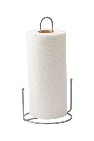 Edora Home 2'li Gümüş Mutfak Organizer Seti, Misketli Kağıt Havluluk Ve 6 Kancalı Bardaklık - Metal Paslanmaz