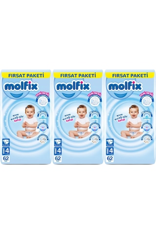 Molfix Bebek Bezi Beden:4 7-14kg Maxi 186 Adet Aylık 4 Numara