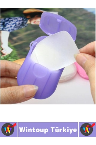 Seyahat Tipi Kamp Outdoor Okul Ofis Hafif Suda Kolay Çözünen Sabunluk Tasarımlı Kağıt Sabun 20 Adet Çok Renkli