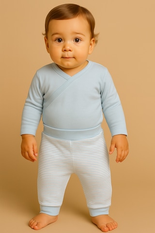 Çizgili Manşetli Pantalon Mavi