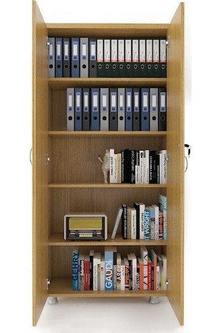 Modüler Dünyası Tam Kapak Kitaplık Dosya Dolabı Teak - 80X38X188 Teak